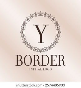 letter Y ethnic border initial logo with soft gradient background