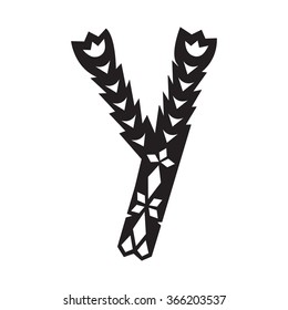 Letter Y in ethnic style.