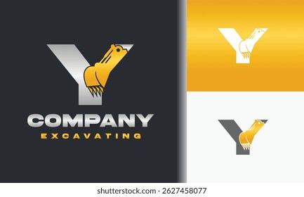 letter y and excavator logo