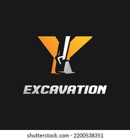 Letter Y excavator logo concept template vector.