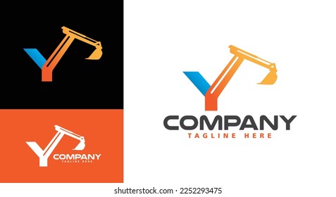 Letter Y Excavator Logo for construction company