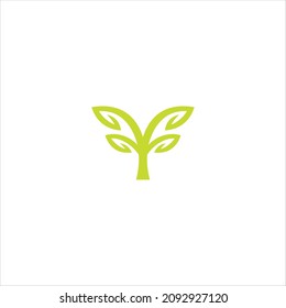 letter y f logo vector template leaf