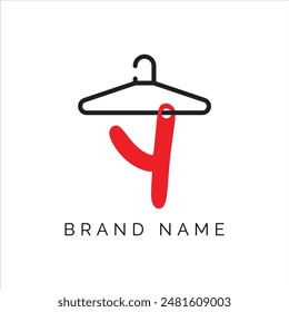 Letter Y fashion logo, Hanging letter Y vector Icon, boutique logo design. Initial capital Y letter hanger icon