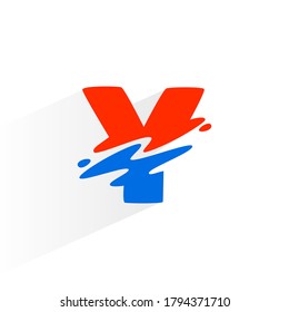 Letter Y fast speed logo. Vector two part wave font for technology labels, game headlines, sport posters, etc.