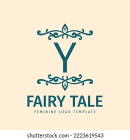 letter Y feminine floral vector logo design