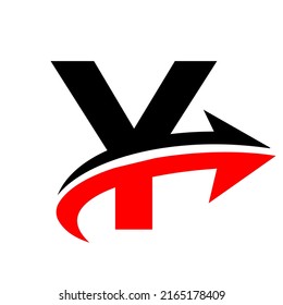 Letter Y Financial Logo Concept With Growth Arrow Sign. Economic Development Logotype Symbol Vector Template
