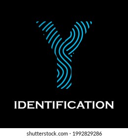 Letter y with fingerprint design logo template illustration