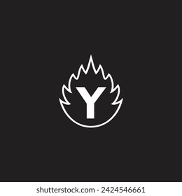Letter Y fire line geometric symbol simple logo vector