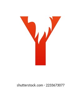 Letra y con ilustración de logotipo de incendio