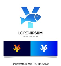 Letter Y Fish Logo Design Vector Icon Graphic Emblem Illustration