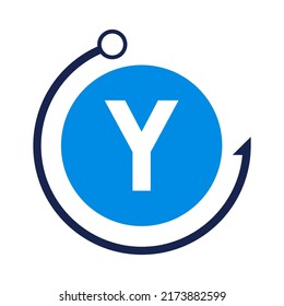 Letter Y Fishing Logo Design Template. Fishing Club Logo On Letter Y Concept