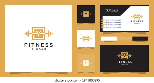 Letter y fitness logo and business card template