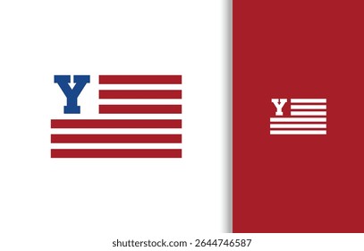 LETTER Y FLAG LOGO WITH BLUE AND RED COLOR