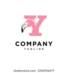 Letter Y Flamingo Logo Icon Vector