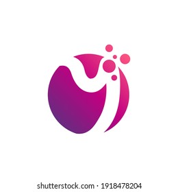 Letter Y flat logo design with water bubble shape