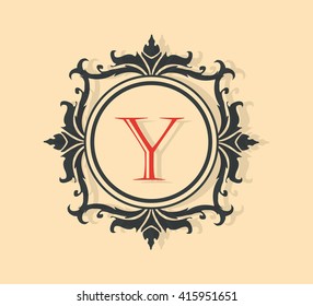 Letter Y  Floral monogram.