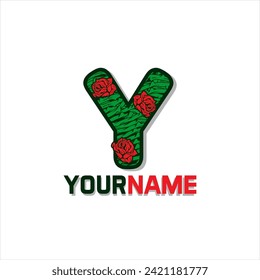 Letter Y with floral ornament. Vector template for your application or corporate identity.