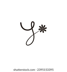 Letter y flower, curve geometric symbol simple logo vector