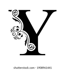 letter Y. flower  letters. Vintage ornament initial Alphabet. Logo vector 
