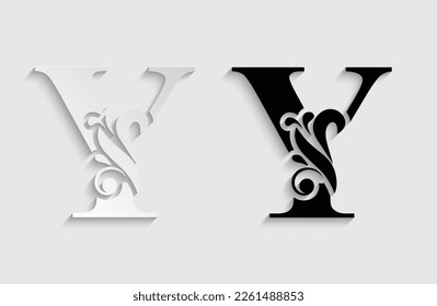 letter Y. flower  letters. Vintage ornament initial Alphabet. Logo vector 
