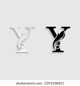 letter Y. flower letters. Vintage ornament initial Alphabet. Logo vector	