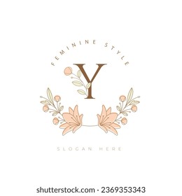 letter y flower modern minimalist floral font botanical beauty logo design vector illustration