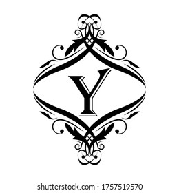 letter Y flower  ornament. Vector logo. Monogram alphabet. Beautiful floral capital letters
