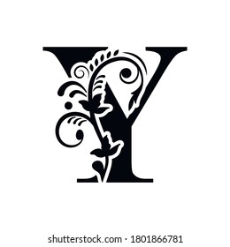 letter Y flower  ornament. Vector logo. Monogram alphabet. Beautiful floral capital letters

