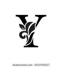 letter Y flower  ornament. Vector logo. Monogram alphabet. Beautiful floral capital letters
