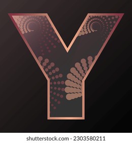 Letter Y with frame and pattern inside on dark background