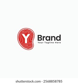 Letter Y in fresh meat slice logo design concept. Butchery, grill restaurant, meat shop logo Vector icon illustration