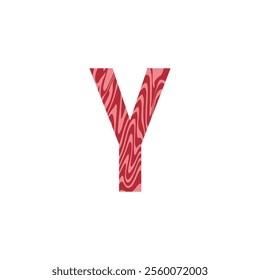 Letter Y from fresh raw meat with marble. Vector latin meat alphabet.  Red tenderloin beef meat font for restaurants, butcher shop, farmers market.