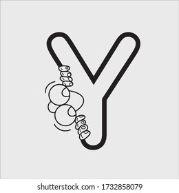 
Letter Y Funny letter in hand drawn vector format