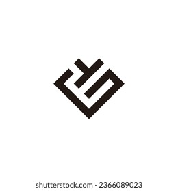 Letter y and G square, heart geometric symbol simple logo vector