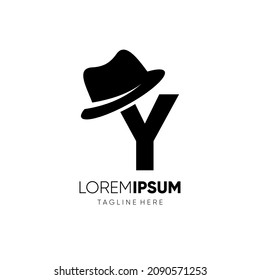 Letter Y Gentlemen Hat Logo Design Vector Icon Graphic Emblem Illustration