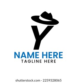 Letter Y Gentlemen Hat Logo Design  Concept With Cowboy Hat Icon Template