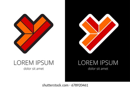 Letter Y of geometric sections in red for company brand