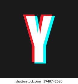 Letter Y with Glitch Effect On Black Background