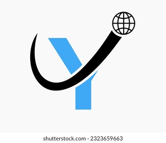 Letter Y Global Logo Design. World Logotype Symbol Vector Template