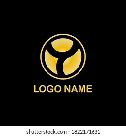 letter Y in a gold circle for the business logo