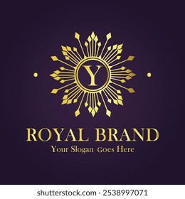 Letter Y gold flower logo vector design illustration.