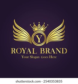 Letter Y golden crown logo vector design illustration.
