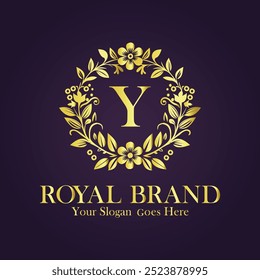 Letter Y golden flower logo vector illustration.