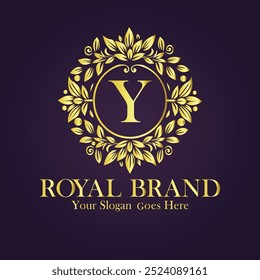 Letter Y golden flower logo vector illustration.