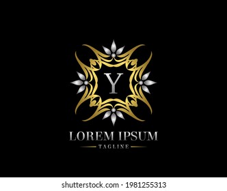  Letter Y Golden Luxury Badge Logo Design. Graceful Ornate Icon Vector Design. 