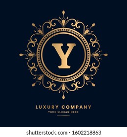 Letter Y Golden ornament Luxury monogram logo. Mandala logo for Restaurant,Royalty,Boutique,Cafe,Hotel,Heraldic,Jewelry,Fashion,royal,spa,vintage,floral,ornament,jewelry,antique,wedding.