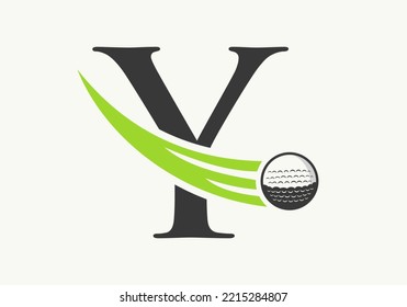 Letter Y Golf Logo Design Template. Hockey Sport Academy Sign, Club Symbol