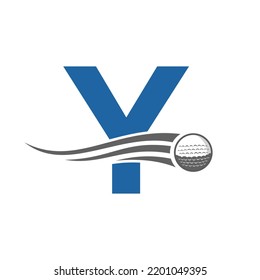 Letter Y Golf Logo Symbol. Hockey Design Based Alphabet Vector Template