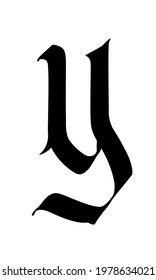 Letter y in the Gothic style. Vector. Alphabet. Calligraphy and lettering. Medieval Latin letter. Logo for the company. Monogram. Elegant font for tattoo.