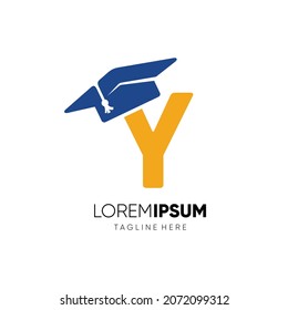 Letter Y Graduation Hat Education Logo Design Vector Icon Graphic Emblem Illustration